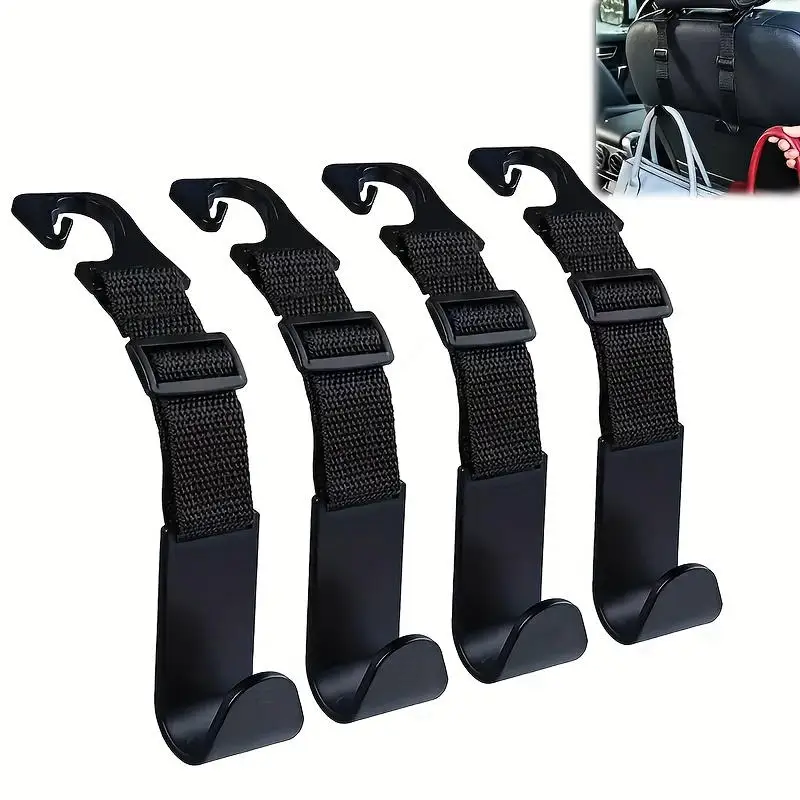 

4Pcs Hooks for Bags Car Clips Front Seat Headrest Organizer Holder Auto Fastener Hangers Car Storage Interior Accessories