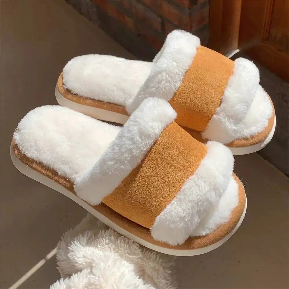 

Retro Color Block Furry Home Slippers For Women Winter Autumn Warm Anti Slip Stylish Indoor Household Cotton Slippers