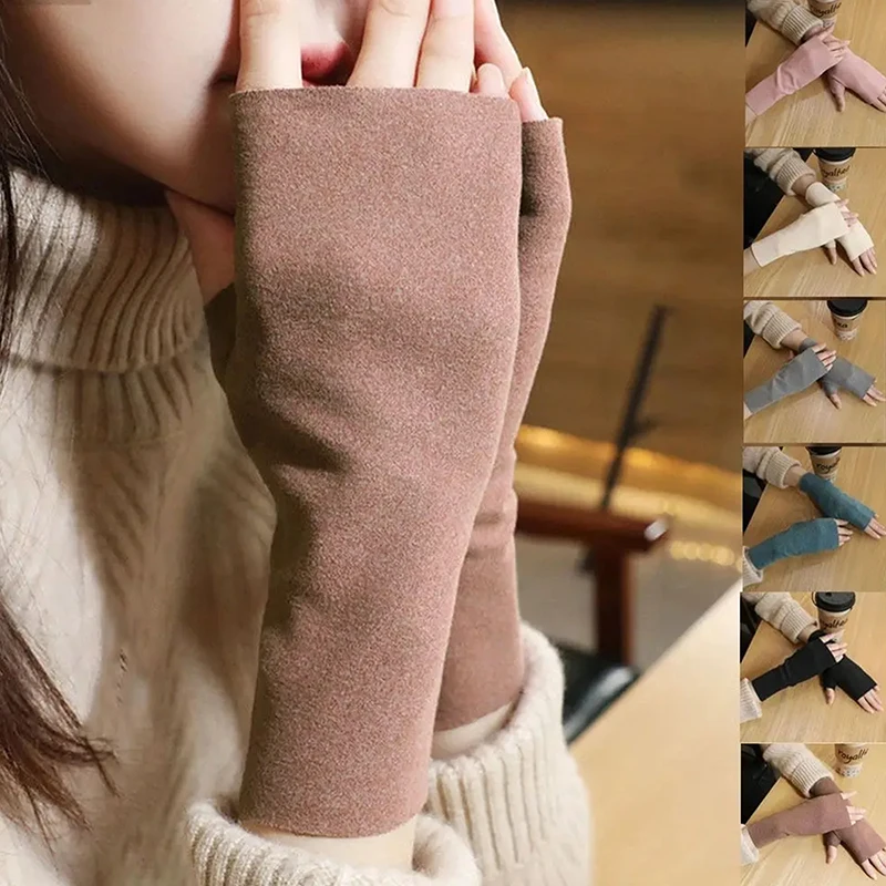 1 زوج النساء أصابع قفازات الشتاء الدافئة شاشة تعمل باللمس نصف اصبع قفازات للنساء في الهواء الطلق الدراجات قفازات تسلق الجبال