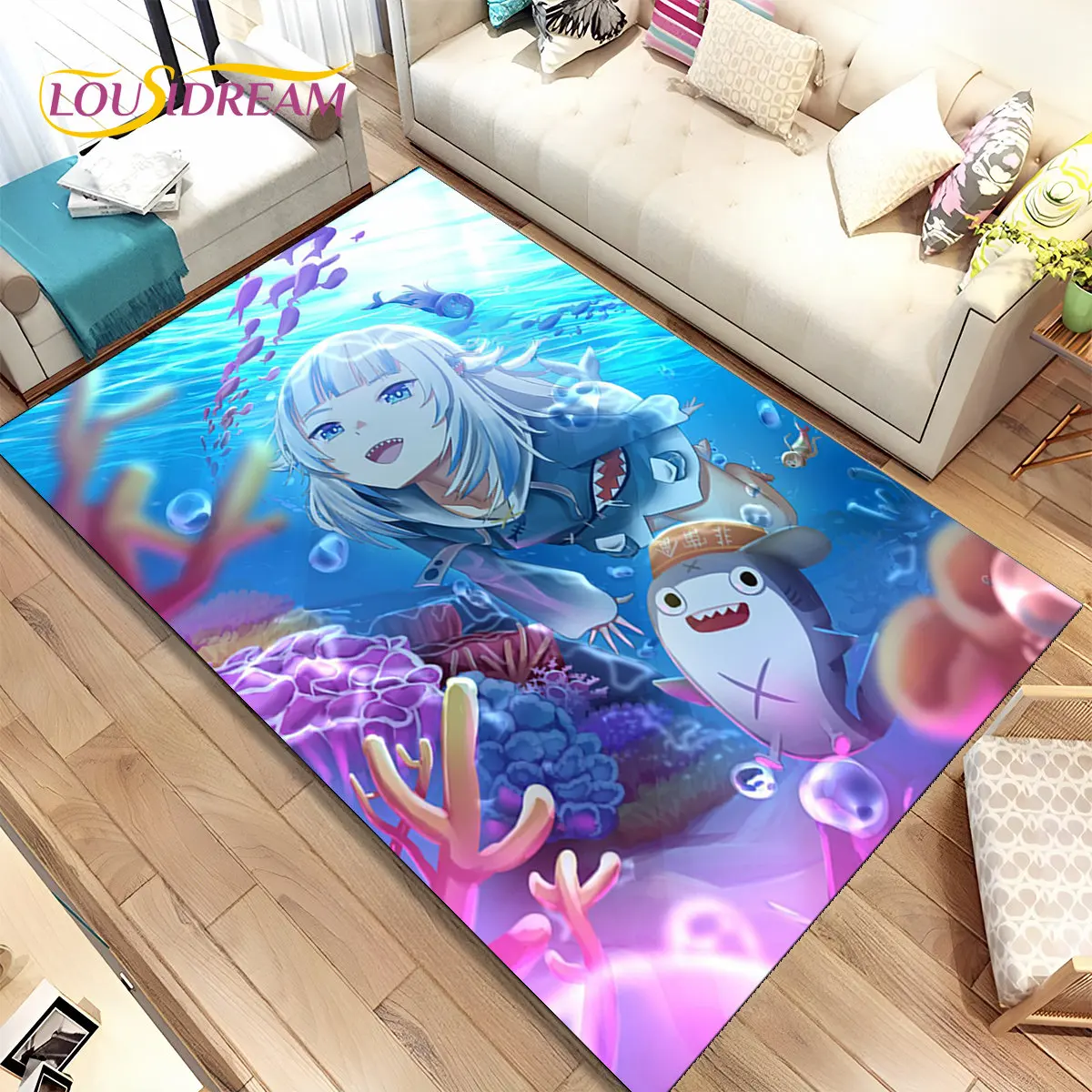 

Gawr Gura Hololive Cute Anime Area Rug Large,Carpet Rug for Living Room Bedroom Sofa Doormat Decoration,kids Non-slip Floor Mat