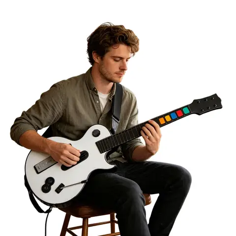 Wireless Guitar for Guitars Hero and Rock Band Games Wireless PC Guitar with Strap Remote Control Not Included Lightweight