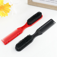 Double-sided Comb Brush Black Small Beard Styling Brush Professional Shave Beard Brush Barber Vintage Carving Cleaning Brush