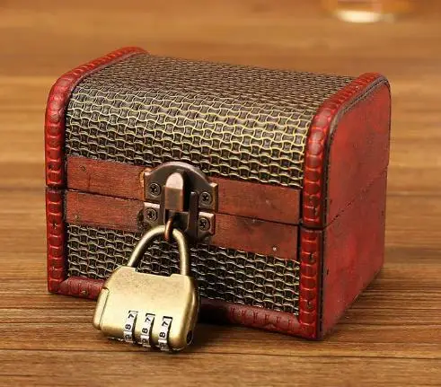 

Vintage Wooden Trinket Box Lock Keepsake Storage Jewelry Decorative Treasure Chest Home Decor Small Organizer Desk