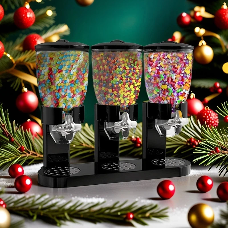 Double Head Upright Plastic Cereal Machine Single/Double/Three Controls Dry Food Dispenser Multifunctional Cereal Container