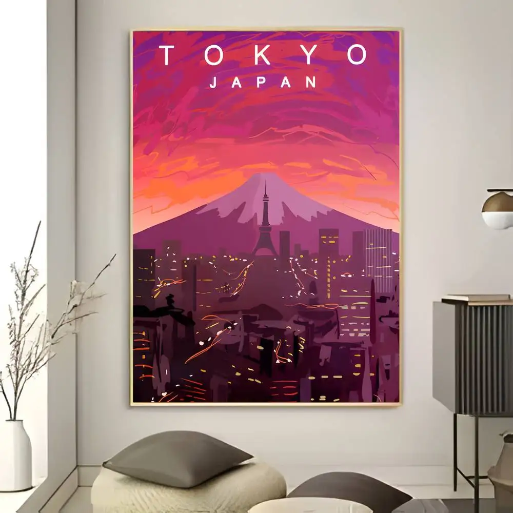 طوكيو باستيل مدينة ساخنة المشهد المشارك HD الفن لزجة جدار مقاوم للماء غرفة المعيشة المنزلي غرفة نوم بار الديكور الجمالي