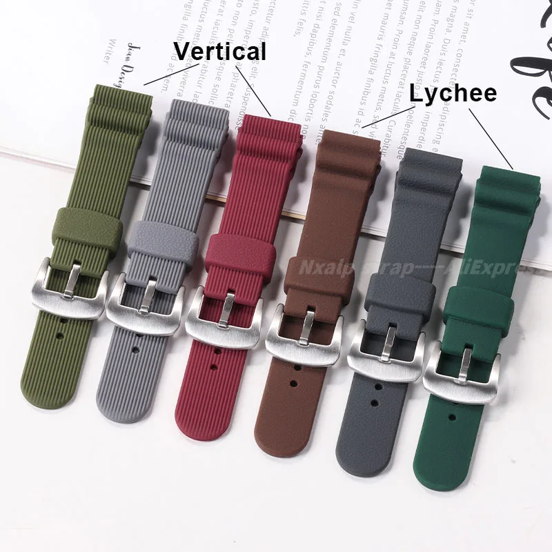 22mm Silicone Strap for Seiko No. 5 PROSPEX Canned Red Tooth Abalone Watchband Sports Waterproof Band Men Woman Universal Strap