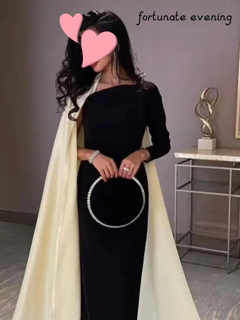 

Fortunate Evening Elegant Vintage Simple Black One Shoulder Floor-Length Formal Occasion Prom Dresses Party Evening Gowns