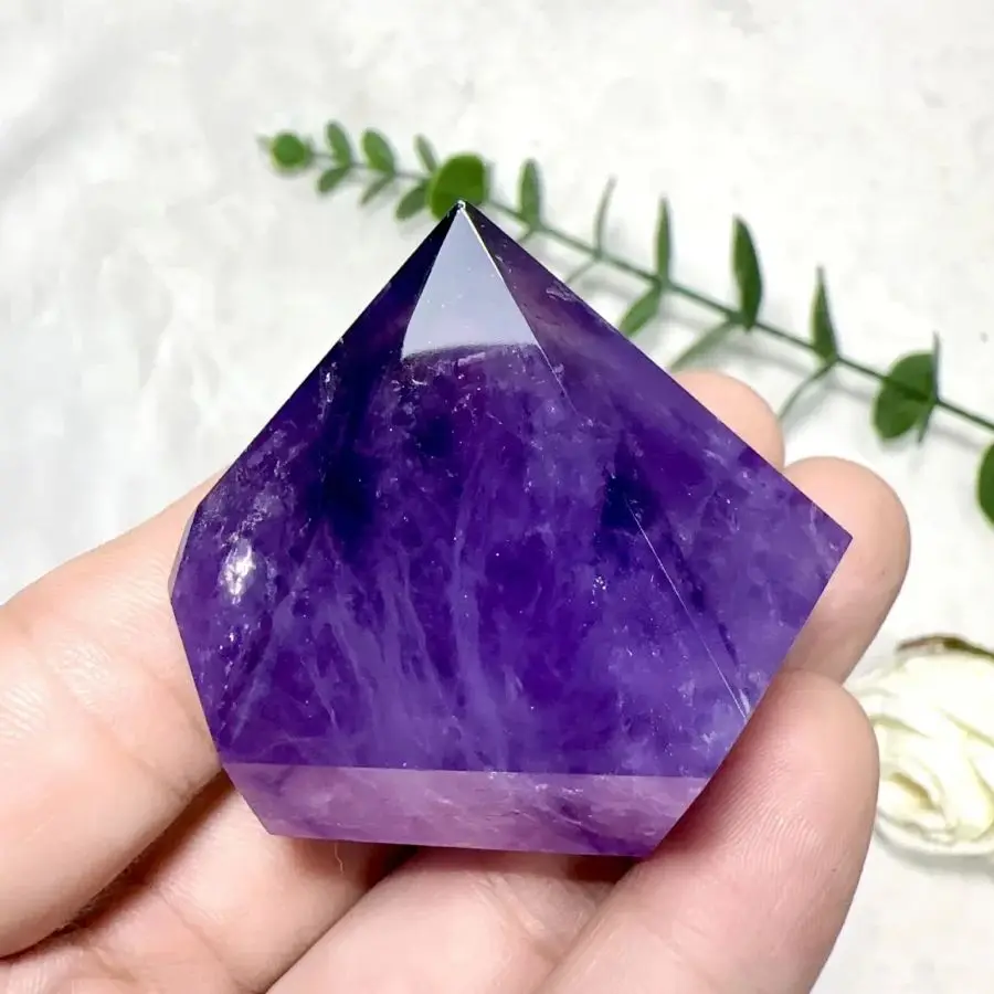 Natural Amethyst Tower Single Obelisk Hexagonal Prism Healing Crystals Wand Energy Tower Gemstones Making Crafts for Decor