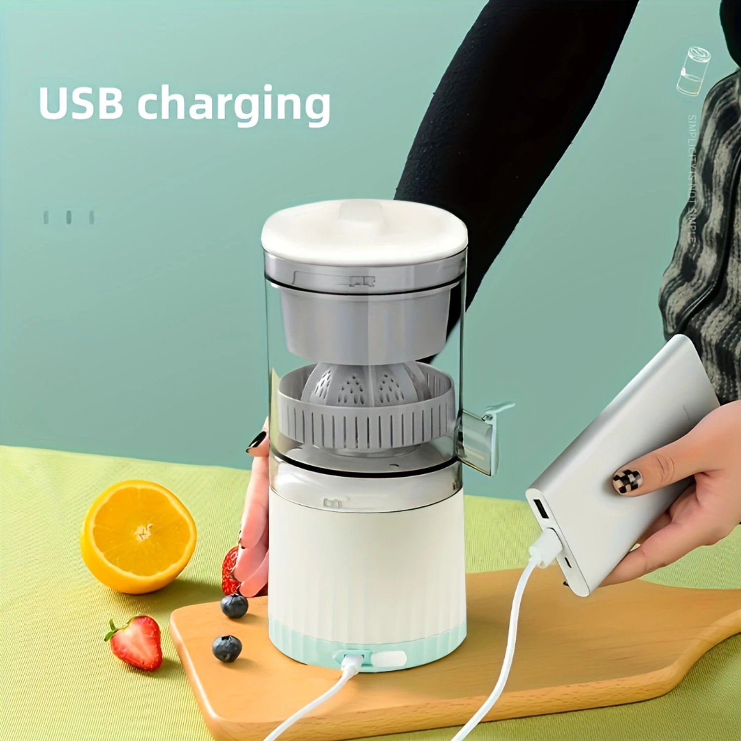 Portable Multifunctional Juicer with Automatic Juicing and Separation - Fresh Orange Juice Cup with USB Charging