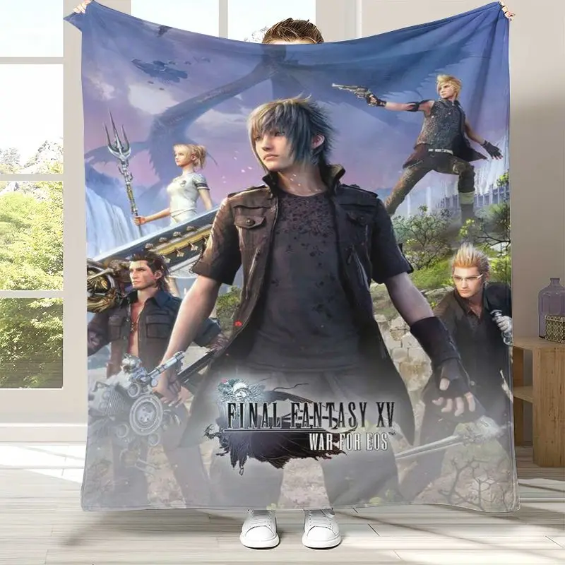 Classic Final Fantasy Games Cartoon Flannel Blanket,Ultra Soft Warm Plush Throw for Home Bedroom Bed Sofa Cover Office Picnic