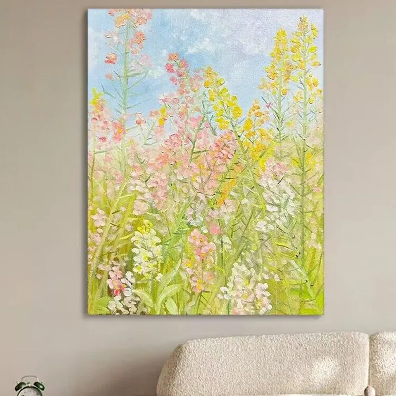 

Hand Drawn Oil Painting Of Plants Flowers Living Room Decoration Painting Dining Room Sofa Background Wall Decoration Painting