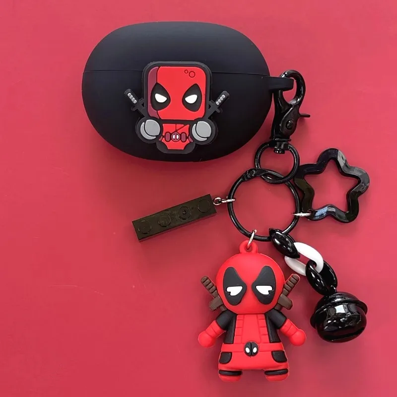 Marvel deadpool sluchátko pouzdro realme buds air5 pro/air6/air6 pro/t300 silikon bezdrátový špunty ochránce zakrýt s klíčenka