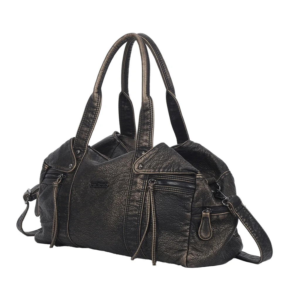 Vintage Distressed PU Leather Hobo Bag, Large Capacity Multi Pockets Tote Purse, Removable Strap Shoulder Crossbody Handbag
