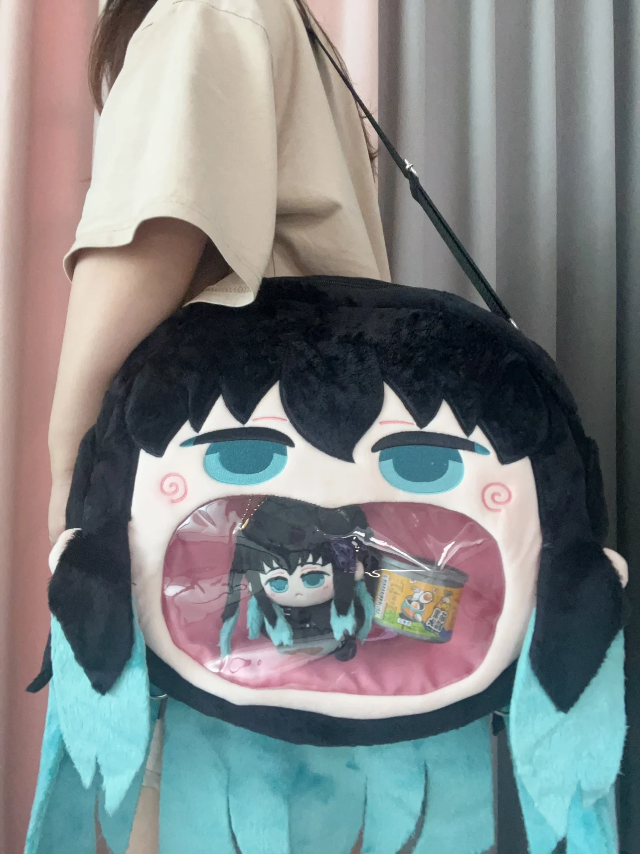 Game Anime Tokitou Muichirou Cosplay Big Mouth Transparent itabag Student Zipper Backpack Messenger Bags Shoulder