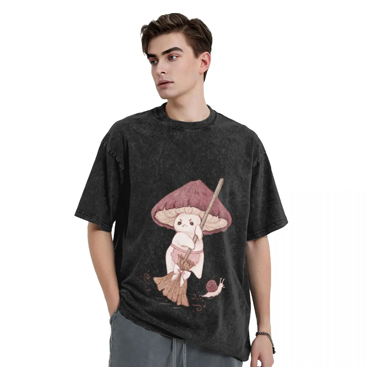 Мужская футболка Angy в стиле аниме «гриб не любит чистить», 100 ℅ хлопок