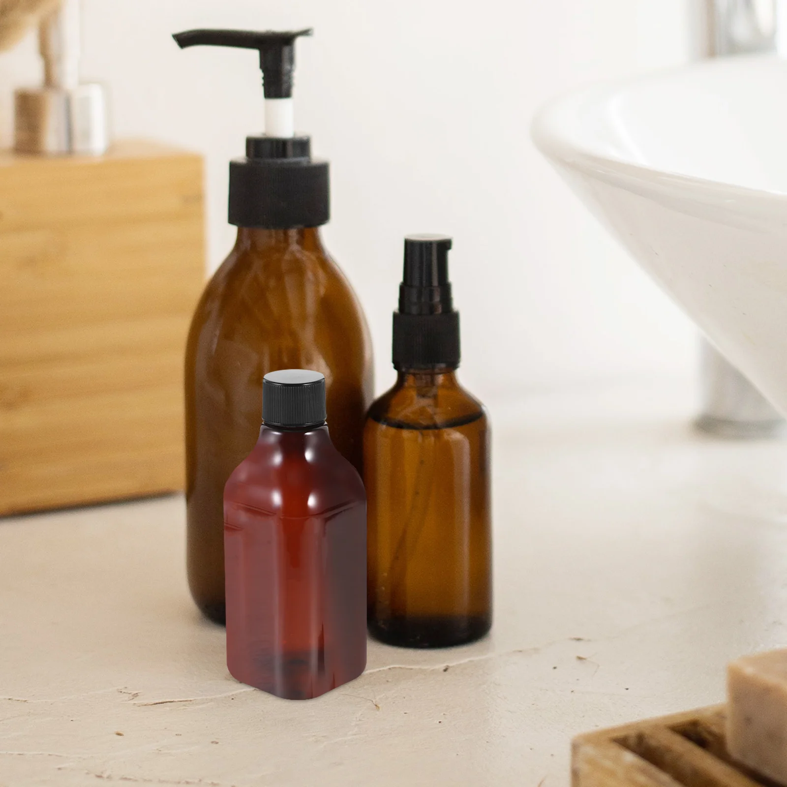 

5Pcs Long Neck Square Travel Bottles Leakproof Refillable Toiletry Containers for Shampoo Conditioner Lotion Travel Size Plastic