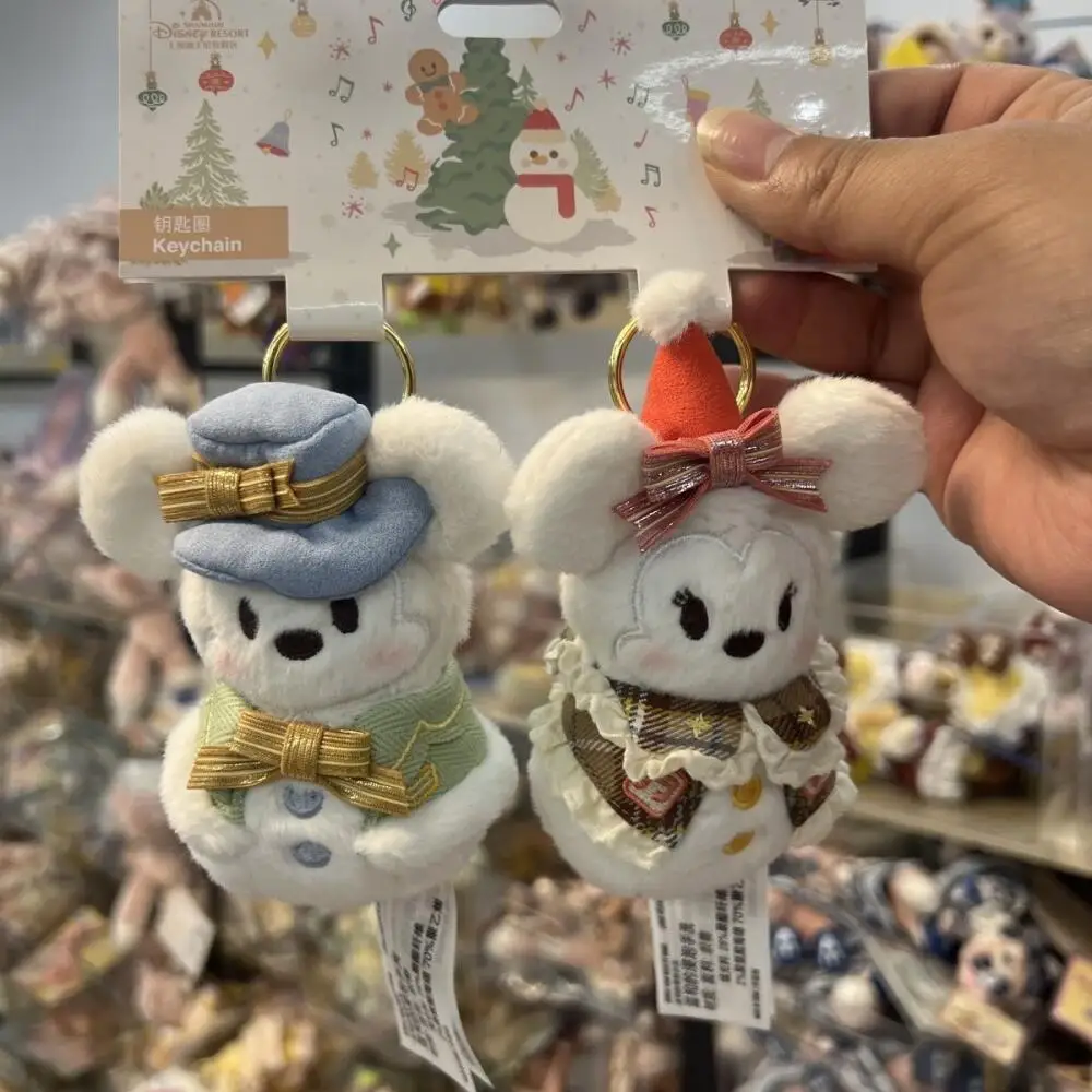 

2 шт., плюшевые куклы-брелоки из серии «Зимний снеговик» с Микки Маусом и Минни Маусом от Disney, подвески для рюкзака, подарок на день рождения для пары