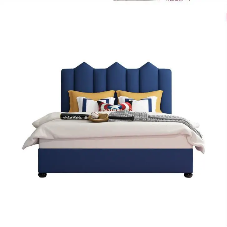 

Nordic light luxury children modern simple boy single bed rocket fabric small apartment storage soft bag