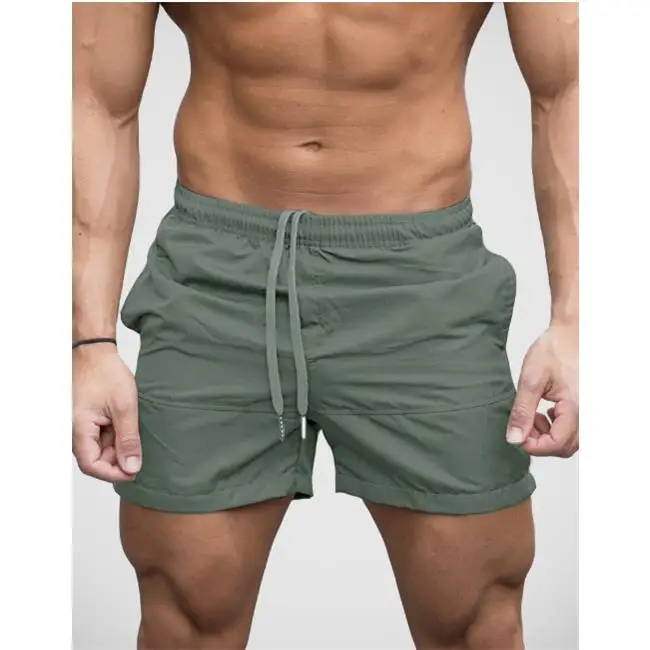 

Men's Beach orts Cross-Border Faionable Casual Pants Mid-Waist Straight Leg ort Length Khaki Color Pure Pattern