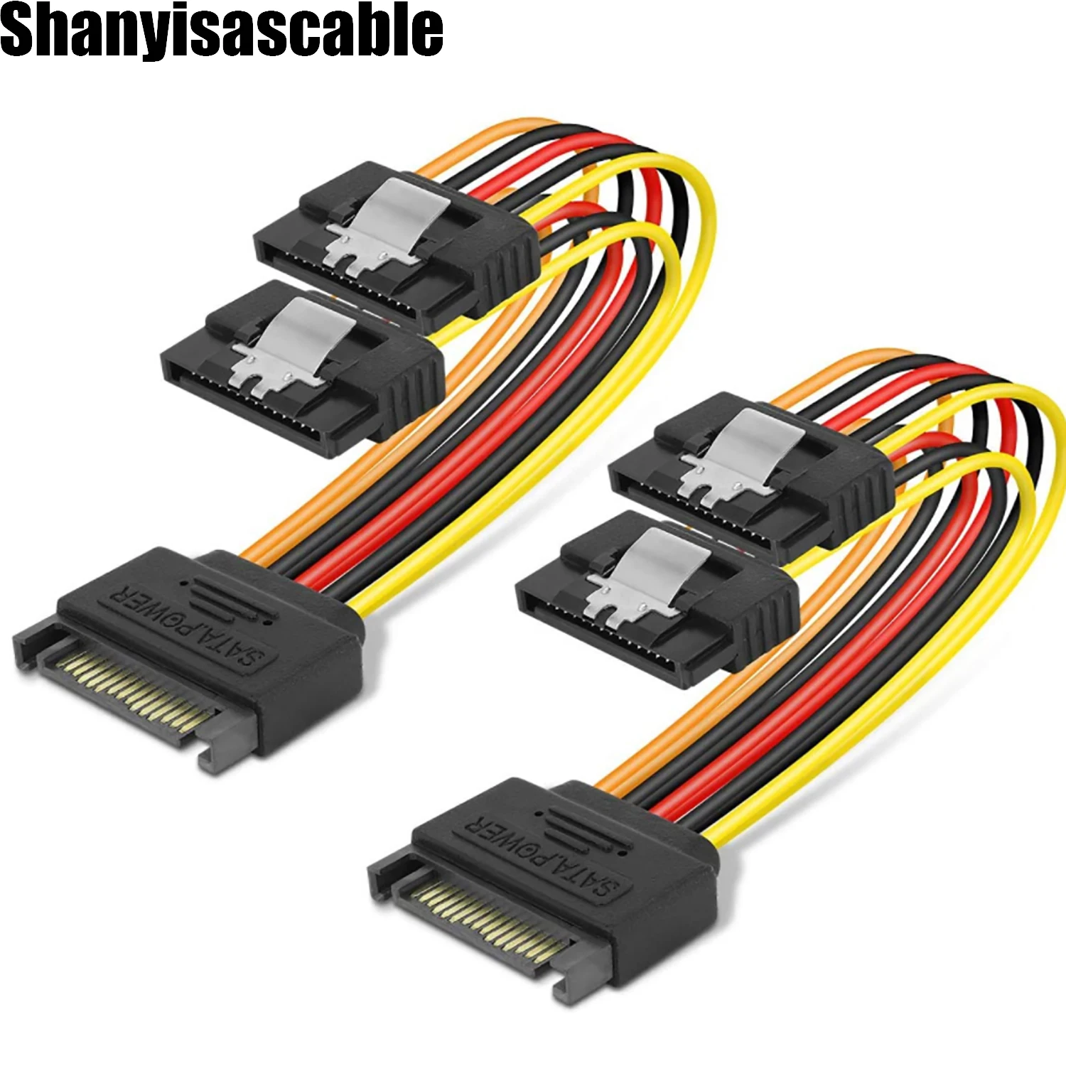 0.15M 15 Pin SATA Power Y-Splitter Cable 8 Inches - 2 Pack