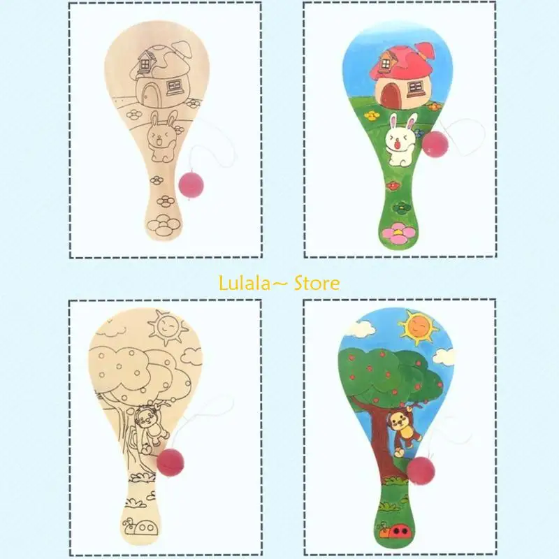 Y4QA 1PC Developmental Mini Painting Hand Racket para bebês para crianças pequenas raquete Pré -escolares Pré