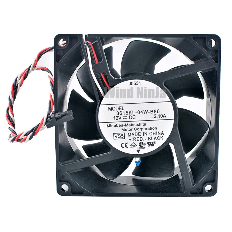 (2pcs) 3615KL-04W-B86 9238 92x92x38mm DC12V 2.10A Dual Ball Bearing High Speed Cooling Fan for Server Chassis