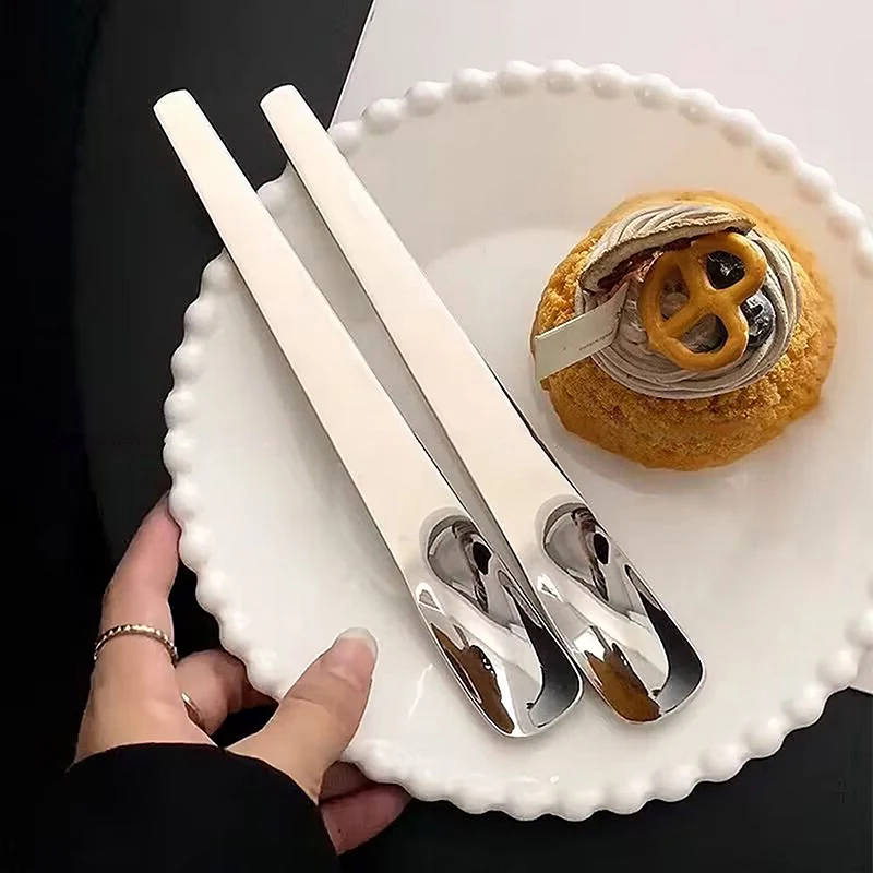 1pcs Flat Coffee Spoon Stainless Steel Coffee Stirrers Tea Spoons Ice Cream Cake Dessert Spoon Bar Kitchen Tableware