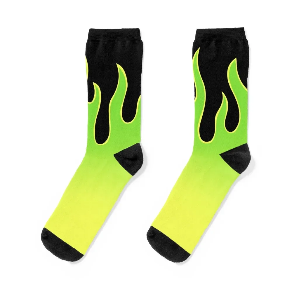 

Lime Green Flame Socks designer brand gift cool soccer anti-slip Girl'S Socks Men's