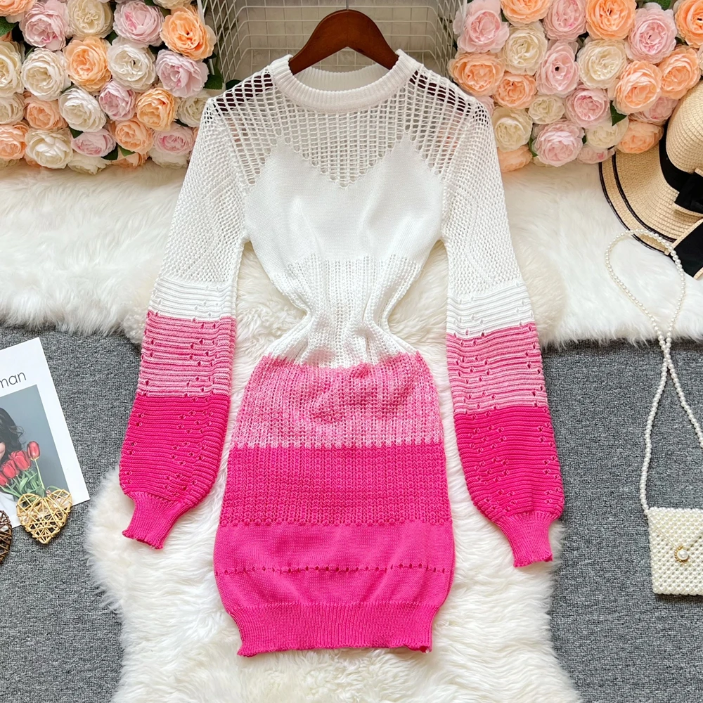 YuooMuoo Frauen Kleid 2025, Neue Ankunft Sexy Durchbrochene Nähte Wrap Hüften Bodycon Party Kleid Streetwear Dame Mini Kleid Vestidos