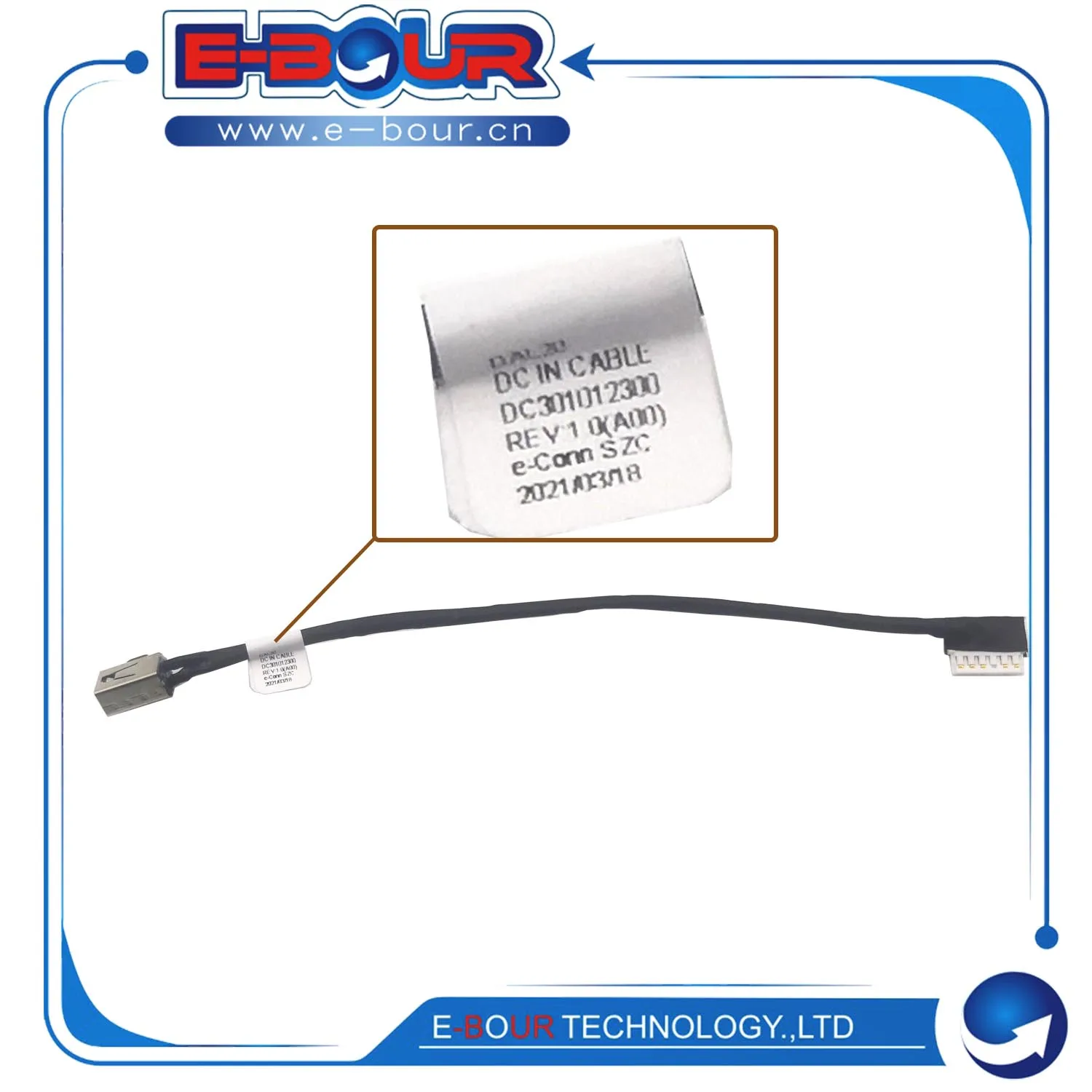 Laptop DC Jack with Cable for De Inspir 3480 3481 3580 3581 3582 3583 3584 3490 228R6 DC301011R00 dc power jack