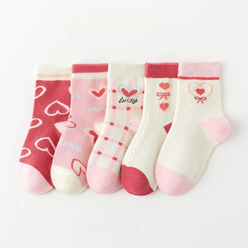 5Pairs/lot Children Socks for Girls Cotton Cute Outdoor Travel Sports Socks Causual Sports Clothes Accessories