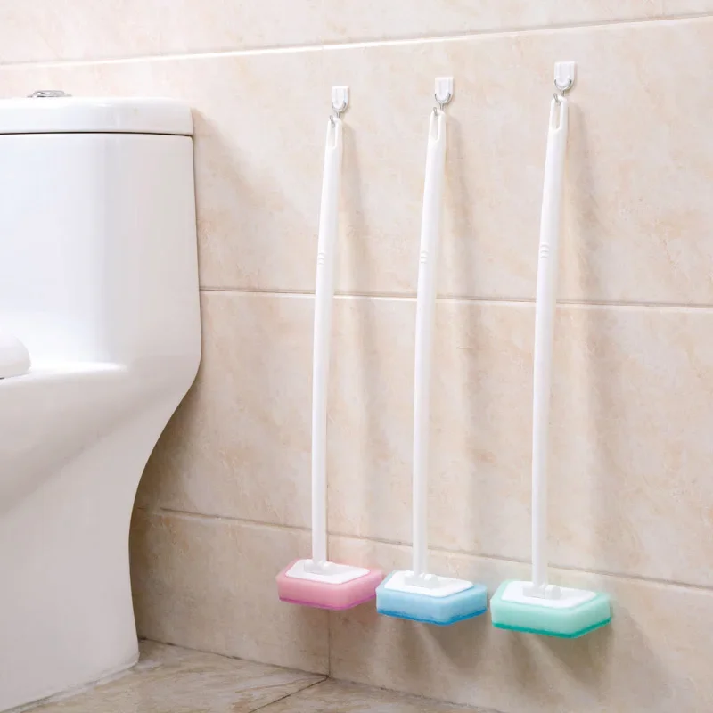 Bathroom Long Handle Sponge Wipe Brush Wall Cleaning Tile Block Bathroom Sponge Brush Floor Sponge Brush Bathtub Limpieza