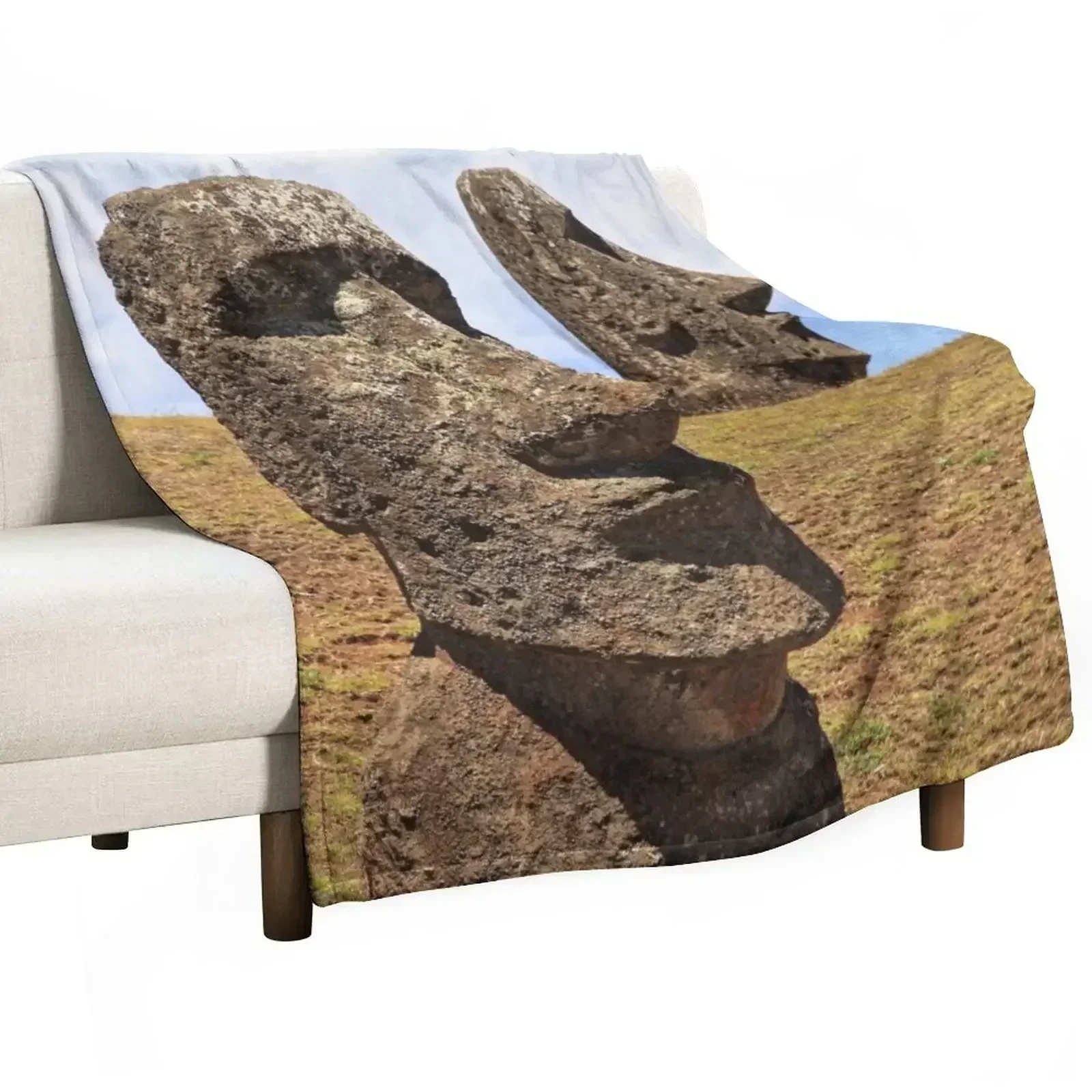 Moais at Rano Raraku - Rapa Nui - Easter Island Throw Blanket Plaid Weighted decorative Beautifuls Designers wednesday Blankets