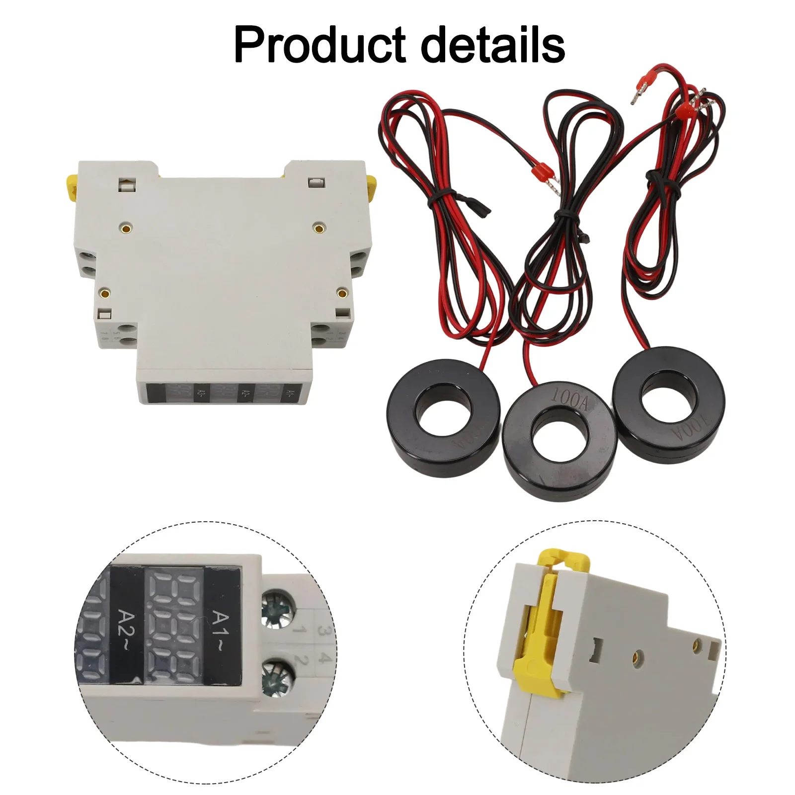 New Ampere Meter Tools TOOLS Three-phase Ammeter Din 35mm Standard Guide Rail -25 ℃~+70 ℃ 3-phase 3-digit Display