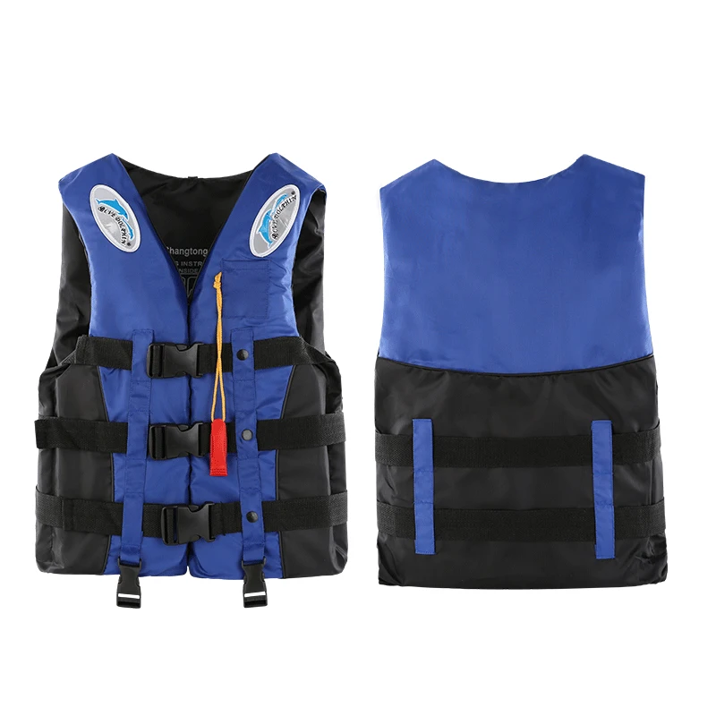 Gilet de sauvetage en polyester trempé pour adultes et enfants, veste de survie à flottabilité réglable, natation en plein air, glaçure de vie avec sifflet