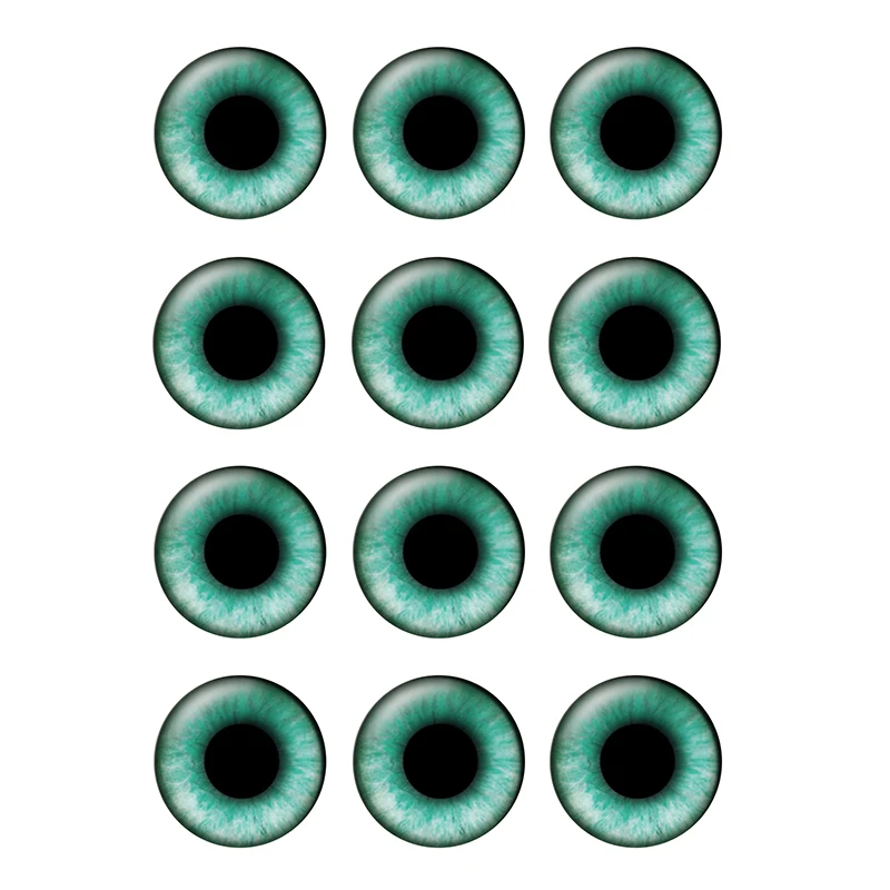 24pcs/bag 14mm Blue-green Pupil Eyes Chips Suitable for Blythe Doll Glass Cabochons DIY Accessories Bulk Items Wholesale H217