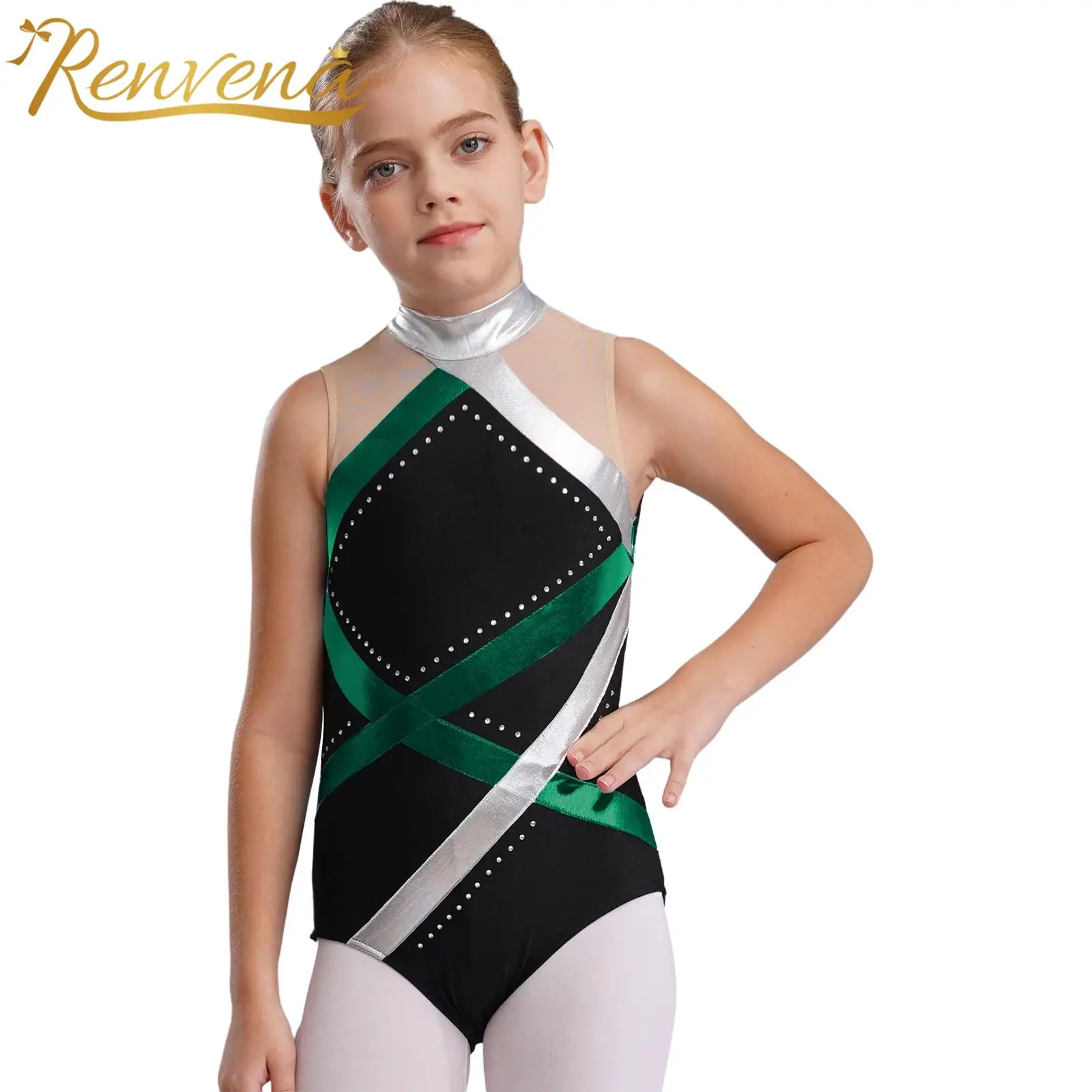 Children's Rhythmic Gymnastics Jumpsuit for Girls Teens Acrobatics Figure Skating Bodysuits Kids Yoga Gym Ballet Dance Leotards