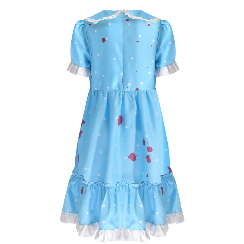 Horrorfilm Zwillings mädchen Cosplay blaues Kleid Kostüm Kind Halloween Blut glänzend