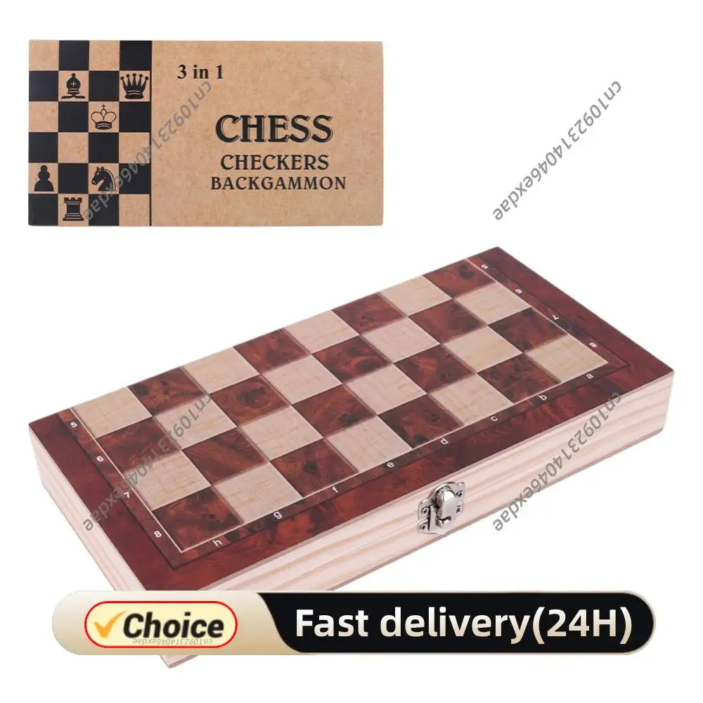 

Набор для развития стратегического мышления 3 в 1: шахматы, шашки, нарды. Деревянный складной набор с доской 29x29 см для детей и взрослых.