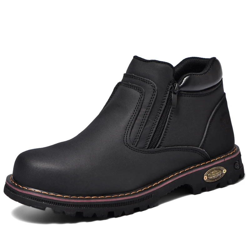 Anti Puncture Anti Smashing Work Boots Safety Steel Toe Shoes Men Waterproof Leather Boots Protective Shoes Safety Men Boots
