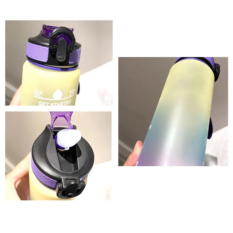 Description Picture 4 of item1000ML Water Bottle With Straw Time Marker Portable Outdoor Camping Student Drinking Water Cup Leakproof Cups For Sports Fitness