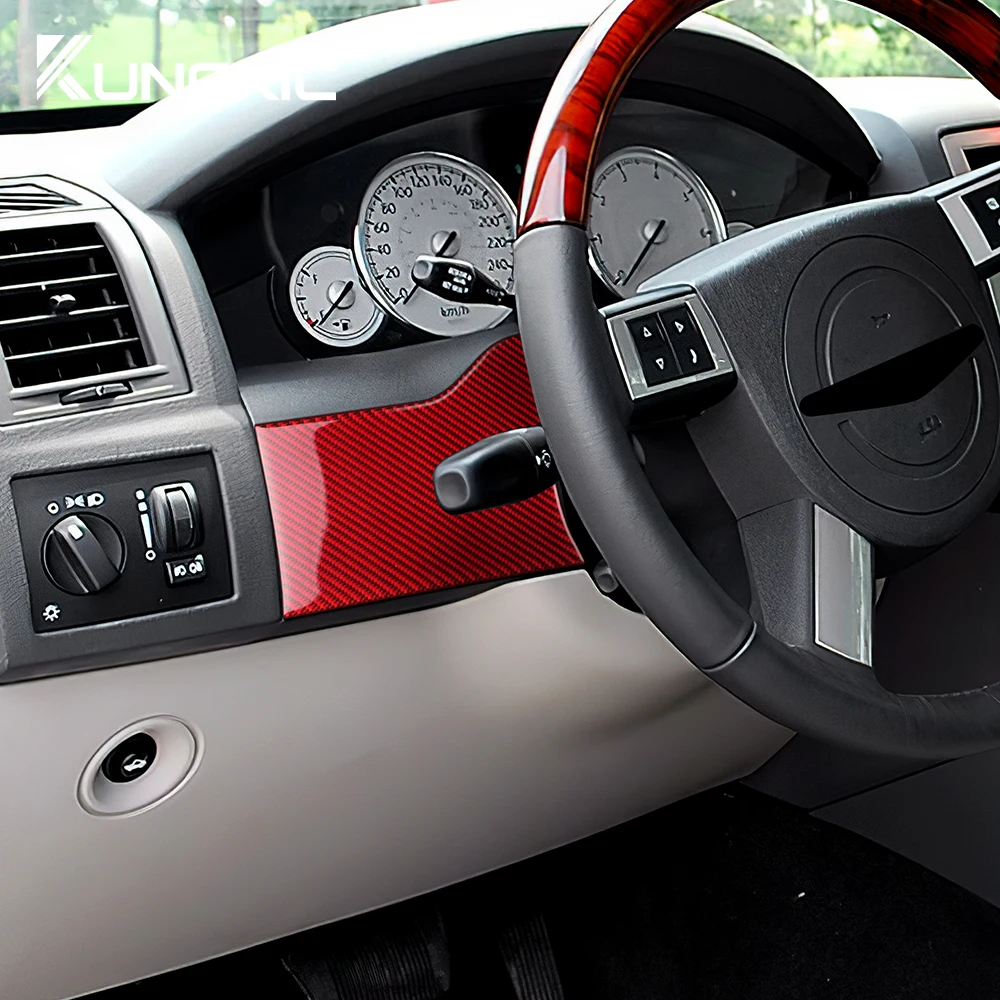 Real Soft Carbon Fiber Sticker For Chrysler 300 300C 2005 2006 2007 2008 2009 2010 Below Speedometer Keys Frame Interior Trim