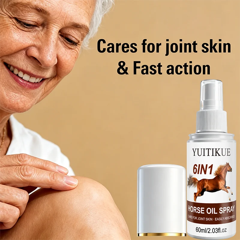 YUITIKUE 6IN1 Horse Oil Body Spray Comfort Muscle Joint Care Spray Moisturizing Massage Oil Spray For Multiple Body Parts