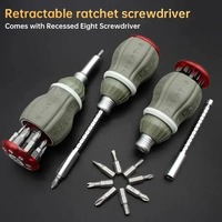 Multifunctional Ratchet Screwdriver Set Telescopic Bit Cross-Head Portable Strong Magnetic Short Screwdriver for Electroni