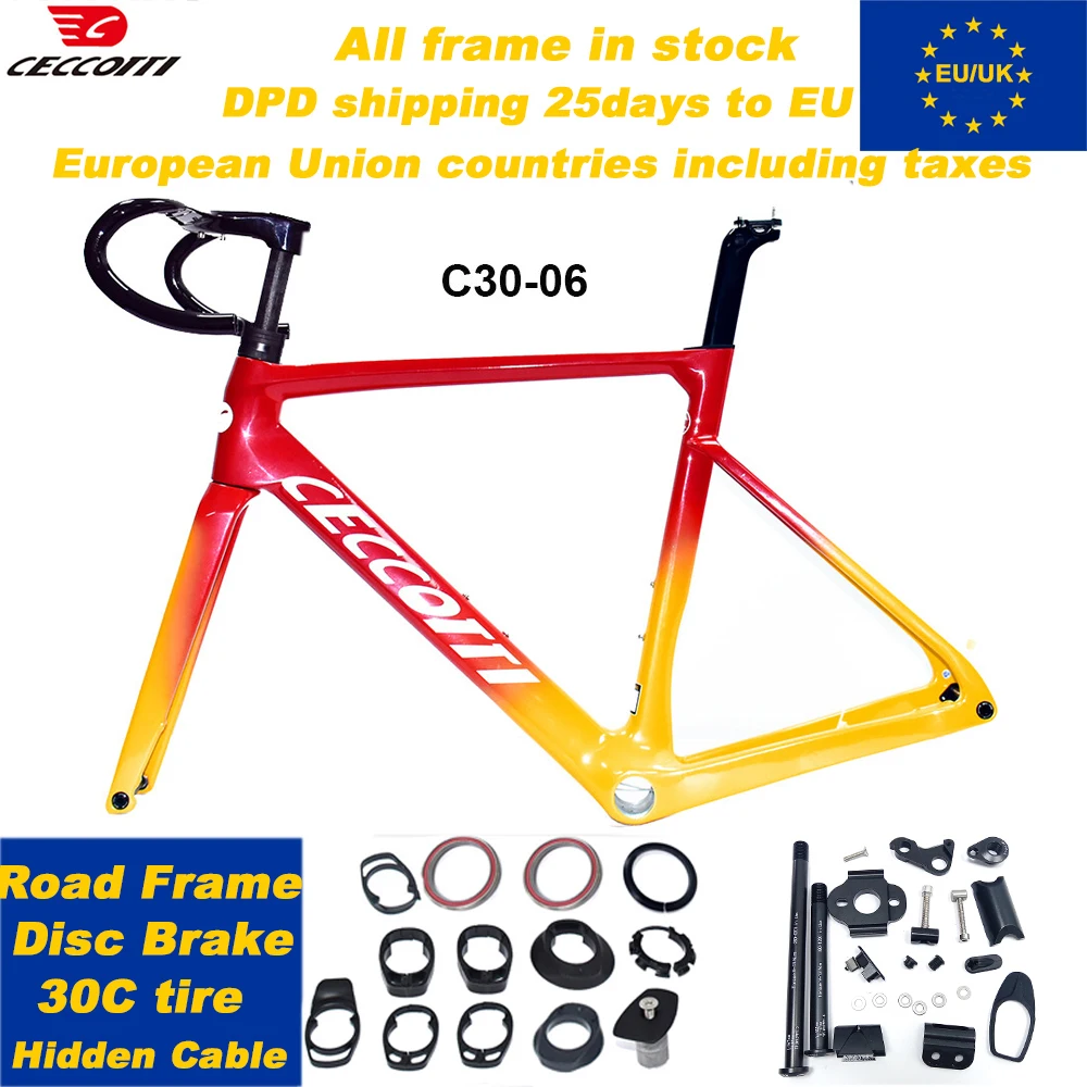 

CECCOTTI Full hidden Cable Road Bike frame Aero Disc Brake Bicycle Frameset Fast delivery DPD shipping to EU UK DDP to USA