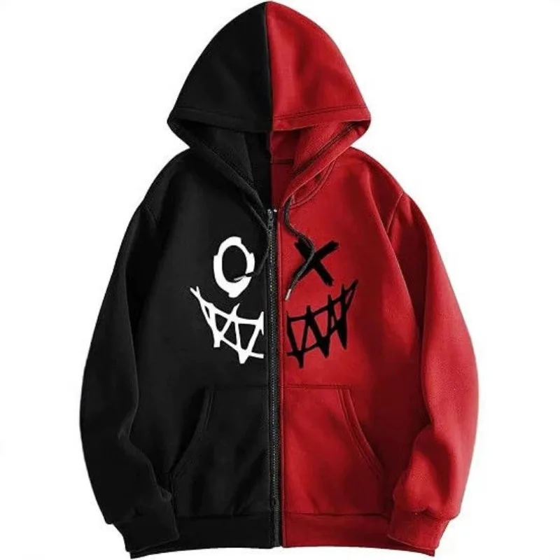 Cardigan à capuche imprimé rétro, nouvelle tendance, personnalisé et exquis, pour couples avec la même fermeture éclair, sweat-shirt simple et polyvalent