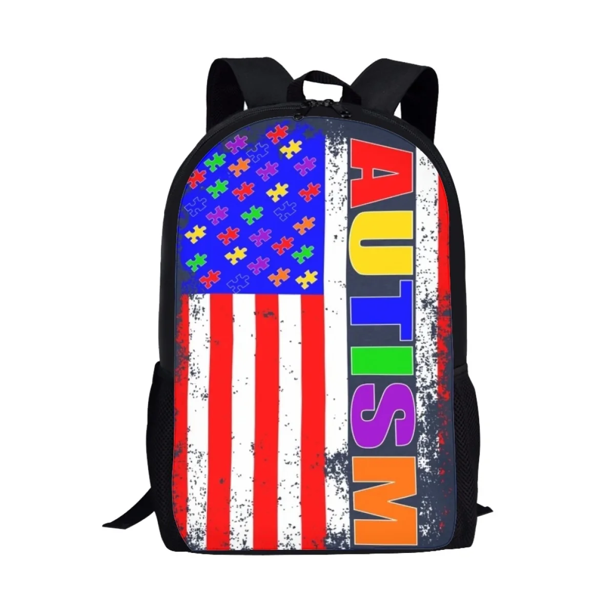 Mochila de patrón multicolor personalizada, adecuada para estudiantes de primaria y secundaria, mochila escolar de viaje de gran capacidad