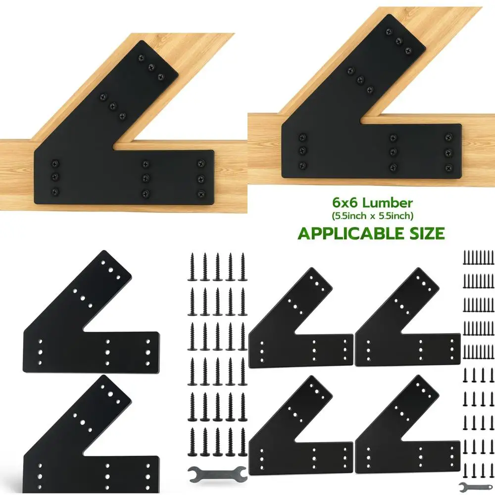 

45 Degree Angle Flat Bracket,Heavy Duty Steel Corner Brackets for 2x4 4x4 6x6 Post or BeamPlated Rust-Resistant V-Shaped Bracket