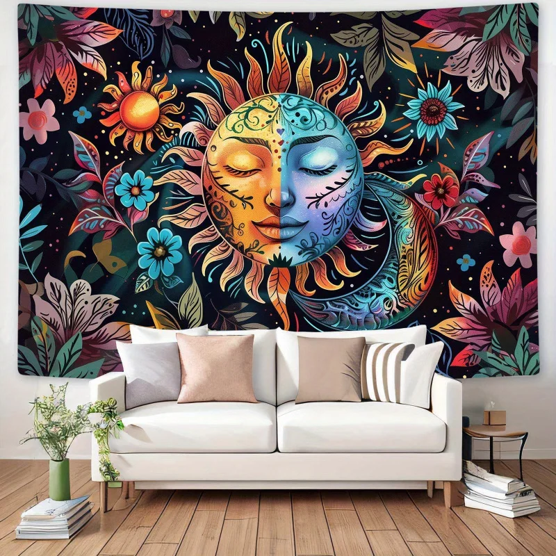 VIKAMA Bohemian Tarot Kunst-Wandteppich für Wohnzimmer, Ferienhaus, Studio, Sofa-Hintergrund, Wanddekoration, Atmosphäre-Wandbehang