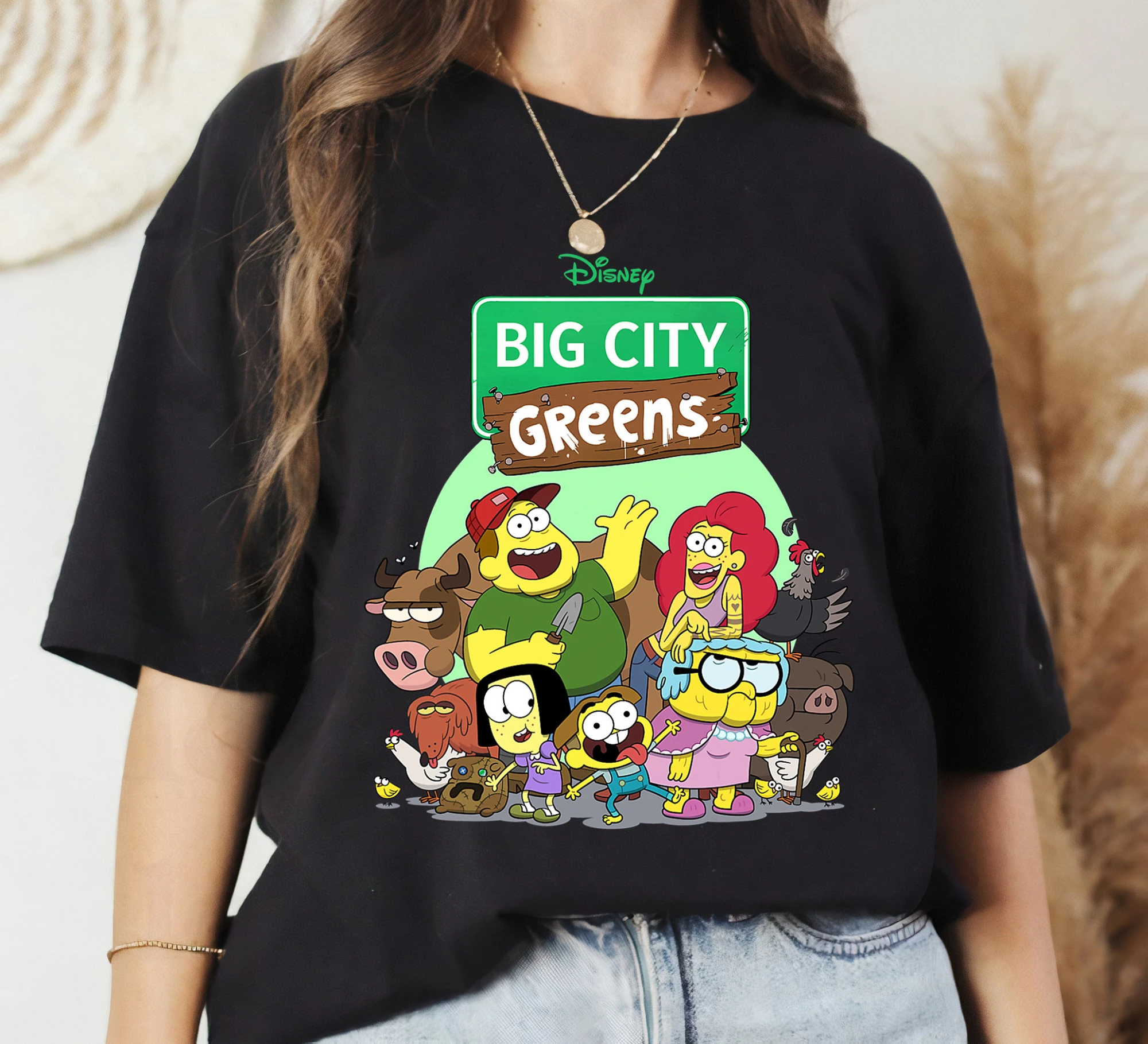 

Зеленая семейная группа Disney Big City с графическим рисунком, одинаковая рубашка для всей семьи Disneyland, футболка «Волшебное королевство», тематический парк WDW Epcot